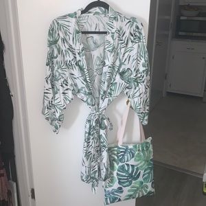 Floral Robe and Beach Bag set